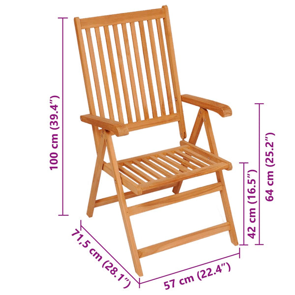 Gartenstühle 2 Stk. mit Roten Kissen Massivholz Teak