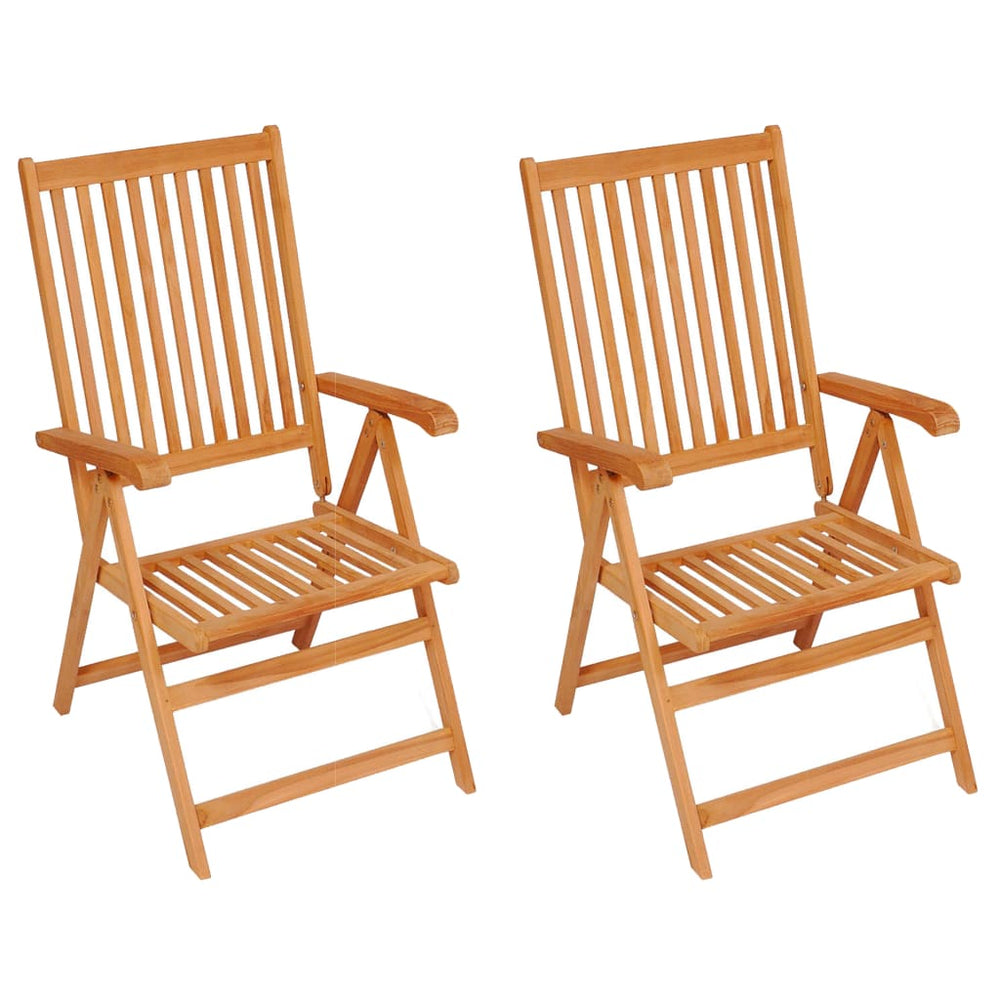 Gartenstühle 2 Stk. mit Cremeweißen Auflagen Massivholz Teak