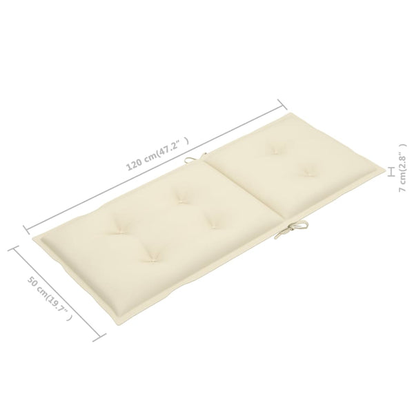 vidaXL Chaises de jardin 2 pcs avec coussins crème en teck massif