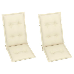 vidaXL Chaises de jardin 2 pcs avec coussins crème en teck massif