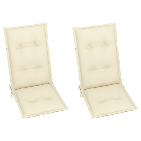 vidaXL Chaises de jardin 2 pcs avec coussins crème en teck massif