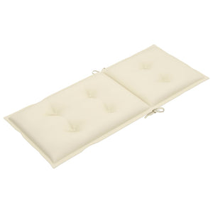 vidaXL Chaises de jardin 2 pcs avec coussins crème en teck massif