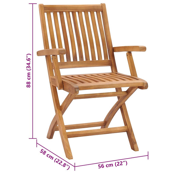 Gartenstühle 2 Stk. mit Cremeweißen Kissen Teak Massivholz