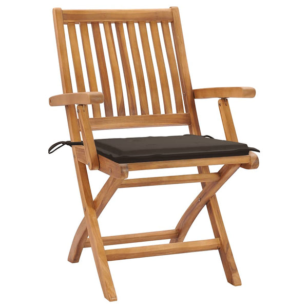 Gartenstühle 2 Stk. mit Taupe Kissen Teak Massivholz