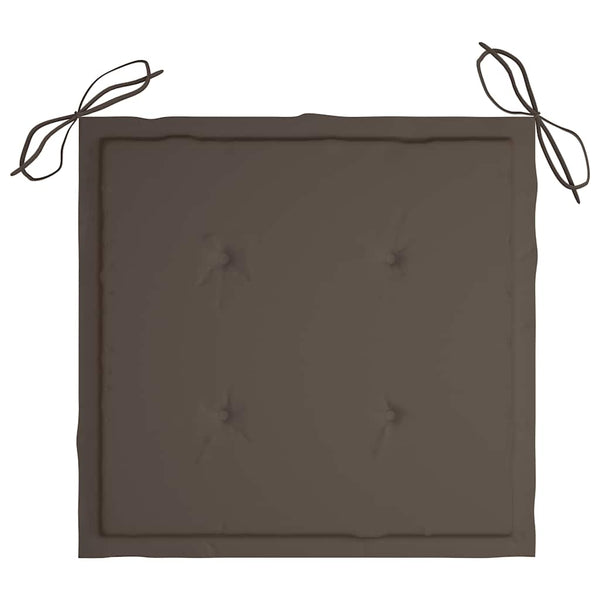 Gartenstühle 2 Stk. mit Taupe Kissen Teak Massivholz