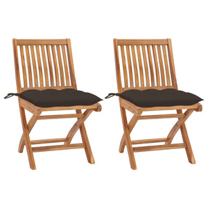 vidaXL Chaises de jardin 2 pcs avec coussins taupe Bois de teck massif