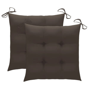 vidaXL Chaises de jardin 2 pcs avec coussins taupe Bois de teck massif