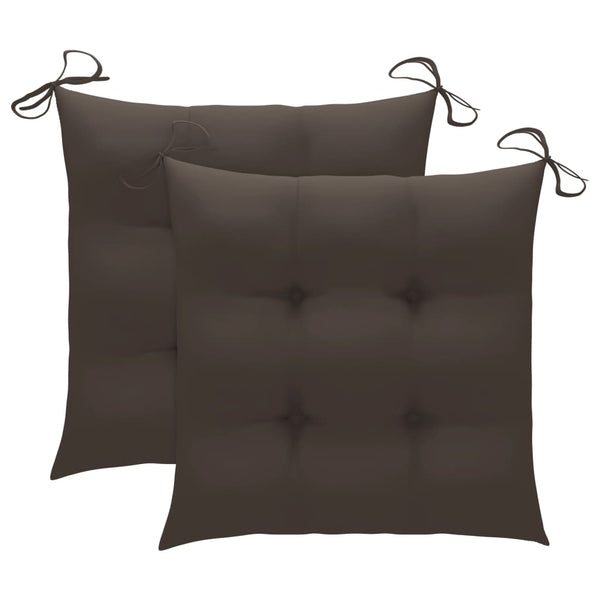 vidaXL Chaises de jardin 2 pcs avec coussins taupe Bois de teck massif