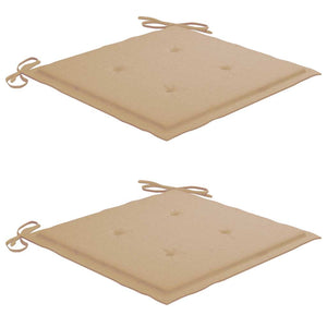 Gartenstühle mit Beige Kissen 2 Stk. Massivholz Teak