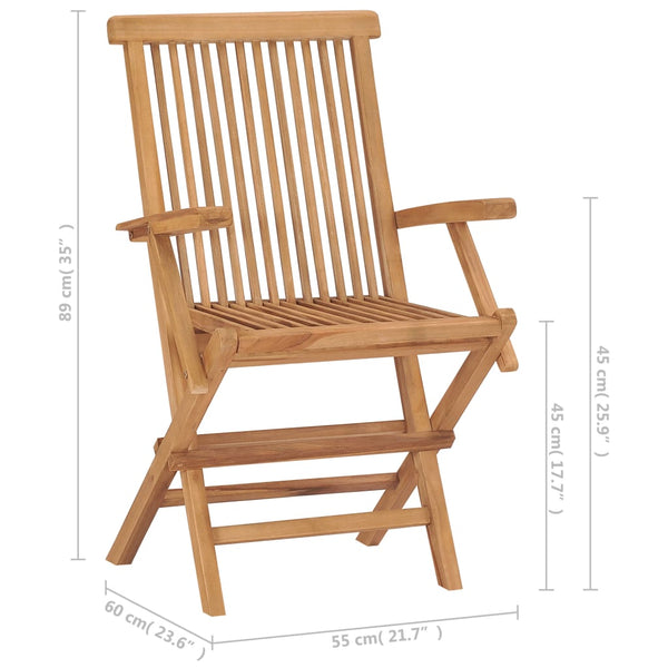 Gartenstühle mit Schwarzen Kissen 2 Stk. Massivholz Teak