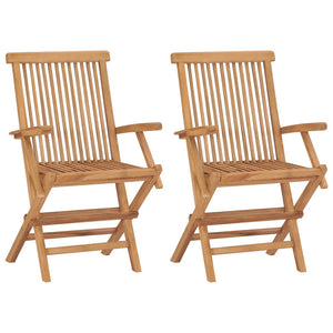 Gartenstühle mit Schwarzen Kissen 2 Stk. Massivholz Teak