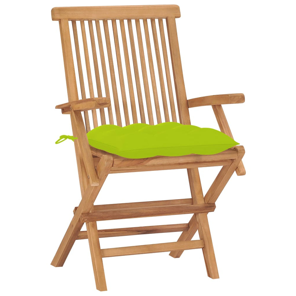 vidaXL Garden Chairs with Light Green Cushions 2 pcs. Solid Teak Wood