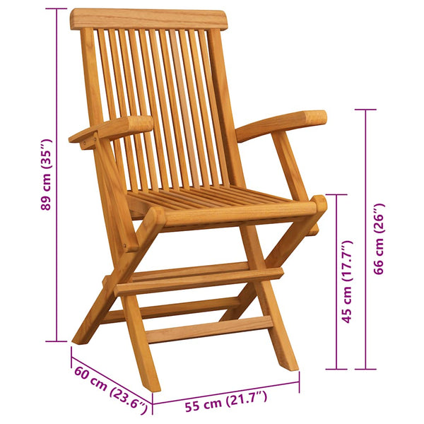 Gartenstühle mit Taupe Kissen 3 Stk. Massivholz Teak