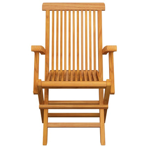 Gartenstühle Graue Karomuster-Kissen 3 Stk. Massivholz Teak
