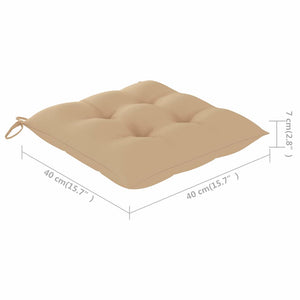Gartenstühle mit Beigen Kissen 3 Stk. Massivholz Teak