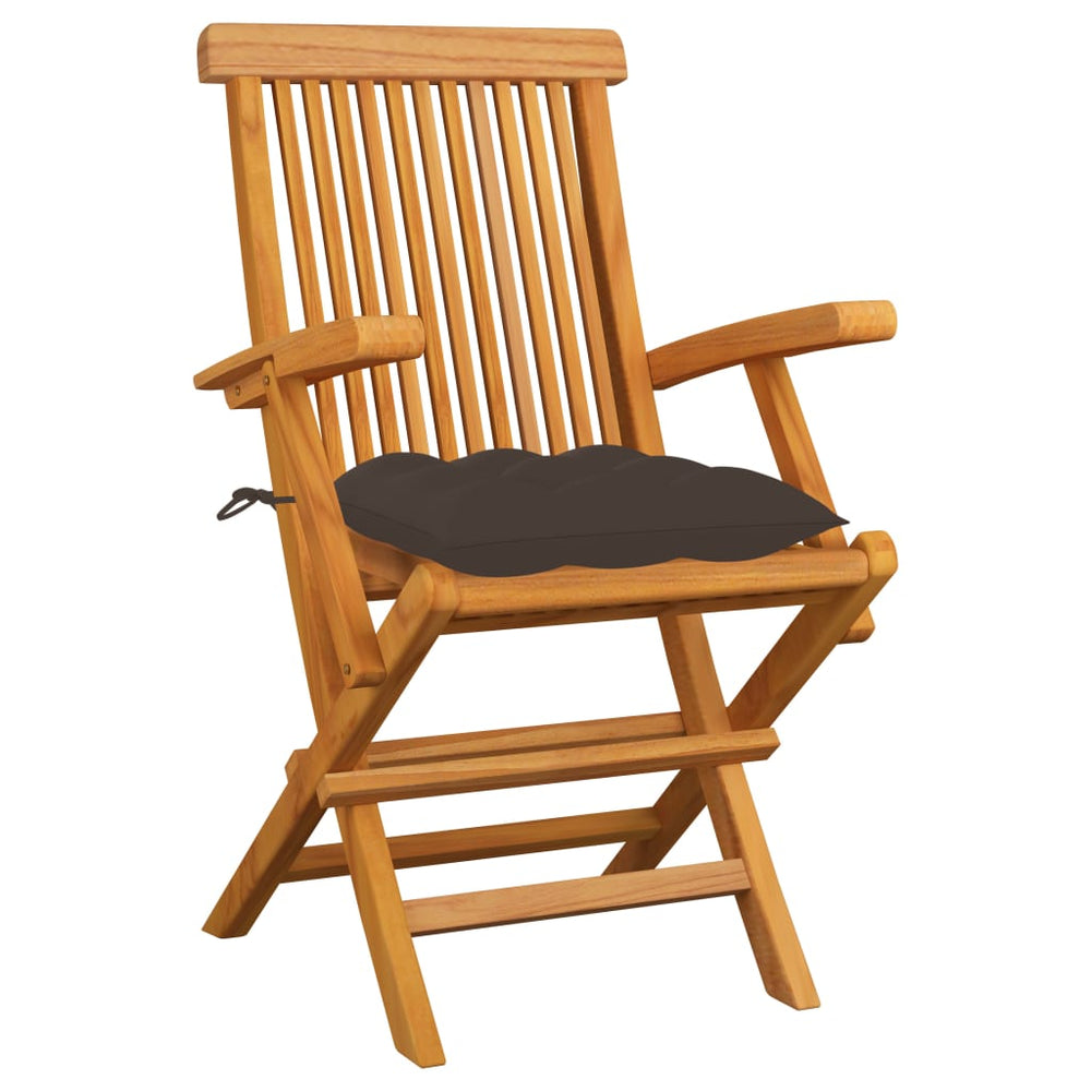 vidaXL Garden Chairs with Taupe Cushions 3 pcs. Solid Teak Wood