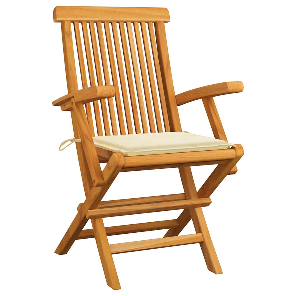 vidaXL Garden Chairs with Cream Cushions 6 pcs. Solid Teak Wood
