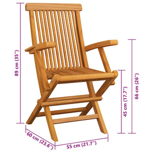 Gartenstühle mit Weinroten Kissen 6 Stk. Massivholz Teak