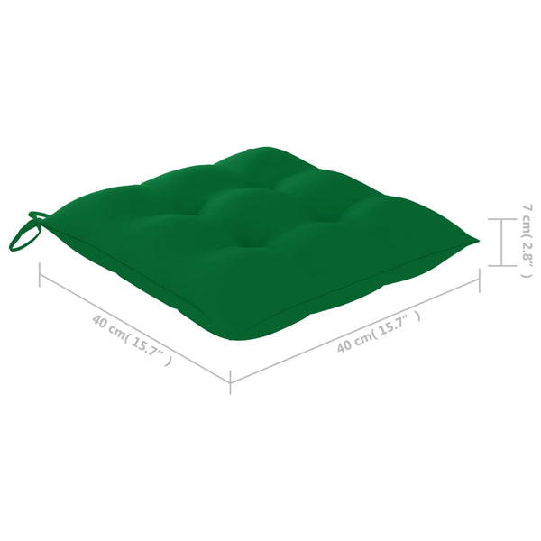 Gartenstühle mit Grünen Kissen 6 Stk. Massivholz Teak