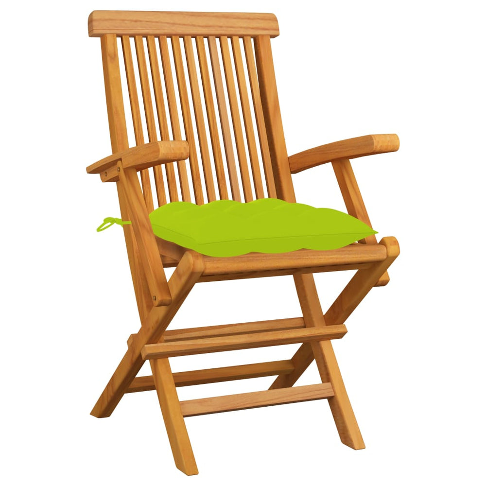 vidaXL Garden Chairs with Light Green Cushions 6 pcs. Solid Teak Wood