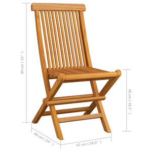 Gartenstühle mit Grauen Kissen 4 Stk. Massivholz Teak