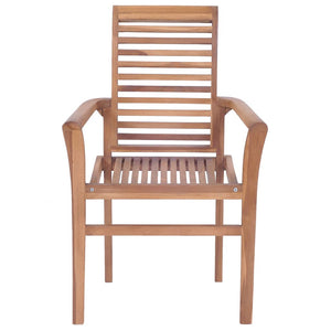 Essstühle 4 Stk. mit Anthrazit Kissen Massivholz Teak