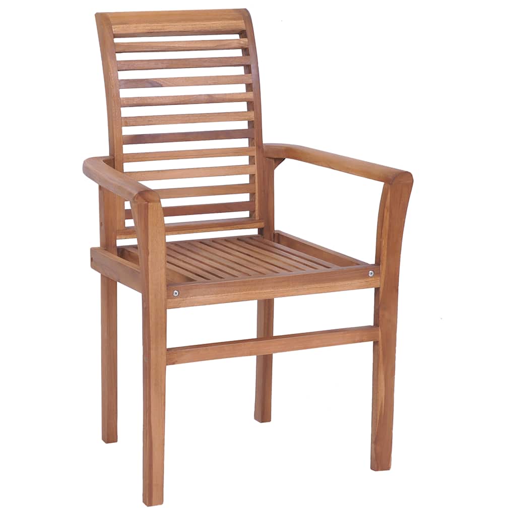Essstühle 4 Stk. mit Anthrazit Kissen Massivholz Teak
