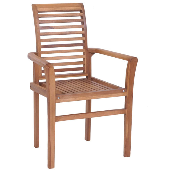 Essstühle 4 Stk. mit Anthrazit Kissen Massivholz Teak