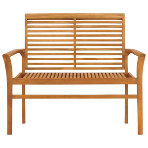 Gartenbank mit Schwarzer Auflage 112 cm Massivholz Teak