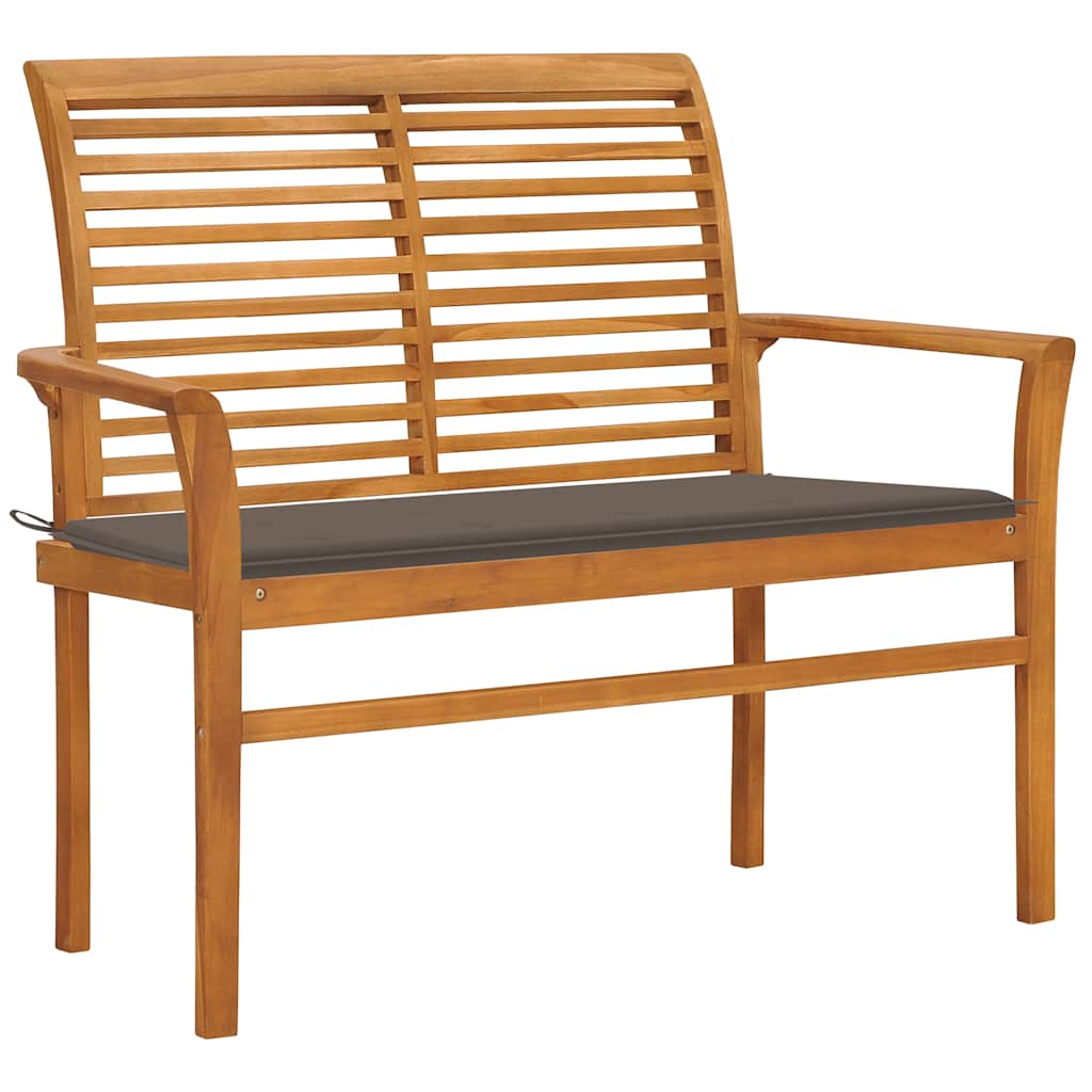 vidaXL Banc de jardin avec coussin taupe 112 cm en teck massif