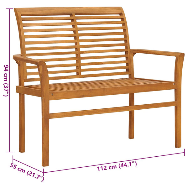 vidaXL Banc de jardin avec coussin taupe 112 cm en teck massif