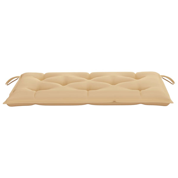Gartenbank mit Beige Auflage 112 cm Massivholz Teak