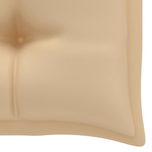 Gartenbank mit Beige Auflage 112 cm Massivholz Teak