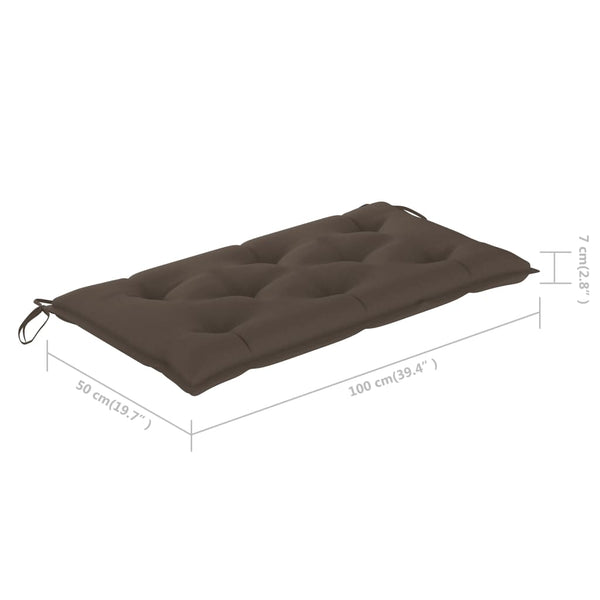Gartenbank mit Taupe Auflage 112 cm Massivholz Teak