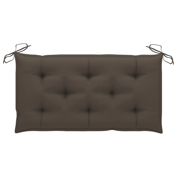 Gartenbank mit Taupe Auflage 112 cm Massivholz Teak