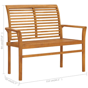 Gartenbank mit Taupe Auflage 112 cm Massivholz Teak