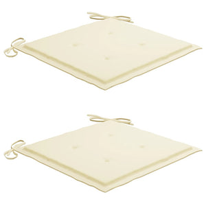 vidaXL Chaises de jardin 2 pcs avec coussins crème en teck massif