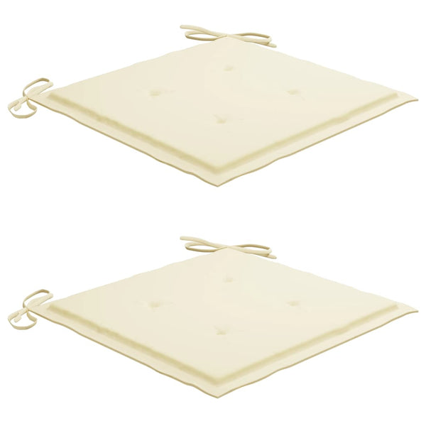 vidaXL Chaises de jardin 2 pcs avec coussins crème en teck massif