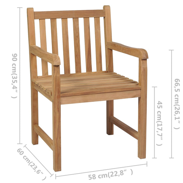 vidaXL Chaises de jardin 2 pcs avec coussins crème en teck massif