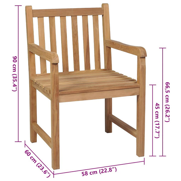 Gartenstühle 2 Stk. mit Hellgrünen Kissen Massivholz Teak