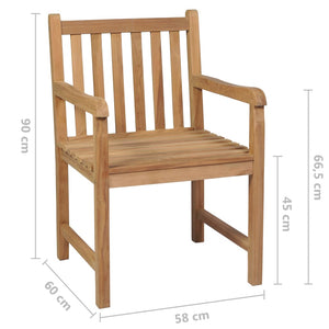 Gartenstühle 2 Stk. Graue Karomuster-Kissen Massivholz Teak