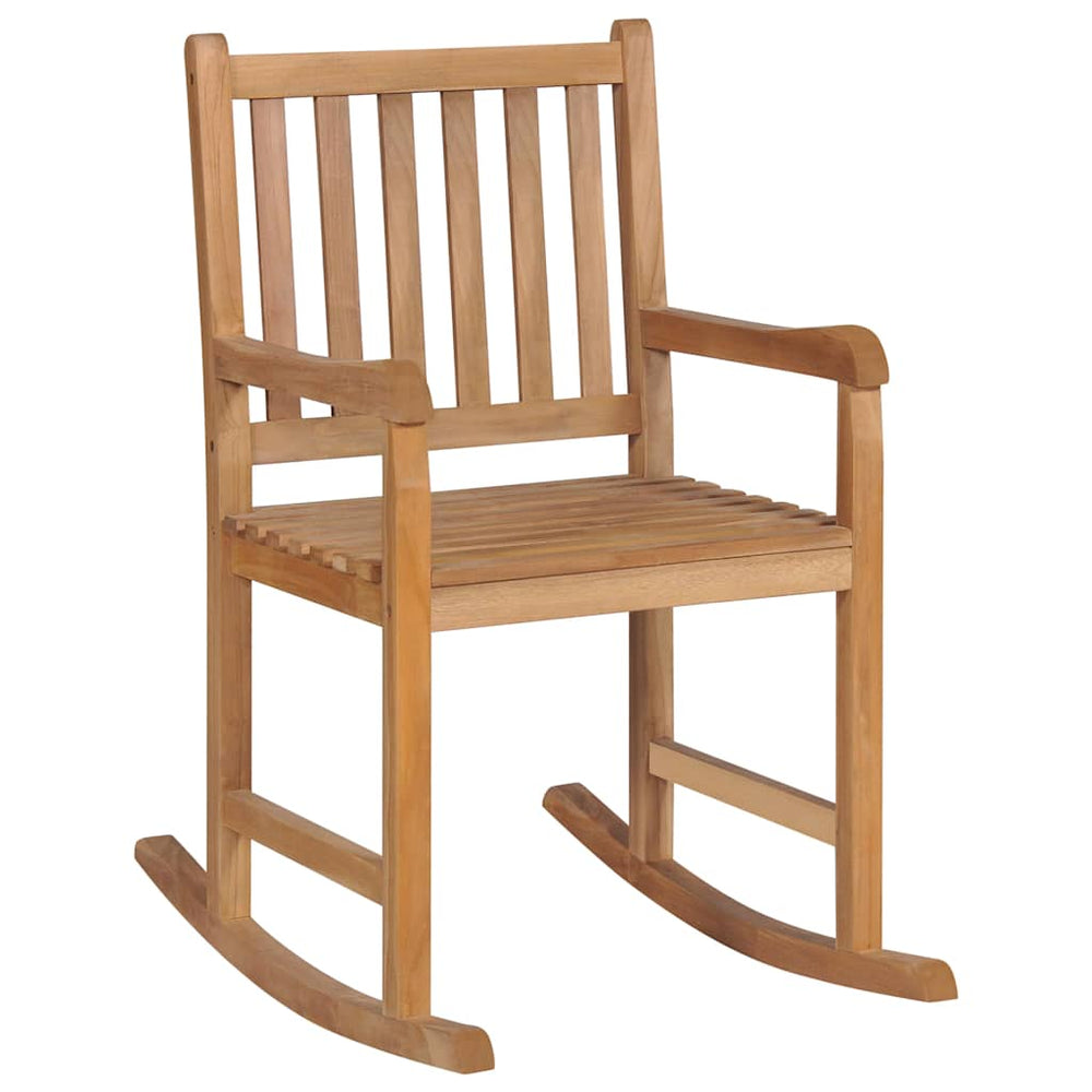 vidaXL Rocking Chair with Royal Blue Cushion Solid Teak Wood