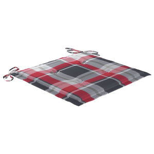 Schaukelstuhl mit Rotem Karomuster-Kissen Massivholz Teak