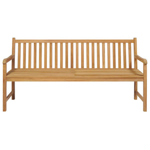 Gartenbank mit Beige Auflage 175 cm Massivholz Teak
