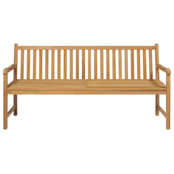 Gartenbank mit Beige Auflage 175 cm Massivholz Teak