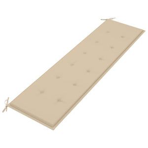 Gartenbank mit Beige Auflage 175 cm Massivholz Teak