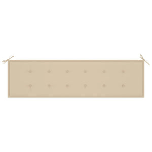 Gartenbank mit Beige Auflage 175 cm Massivholz Teak