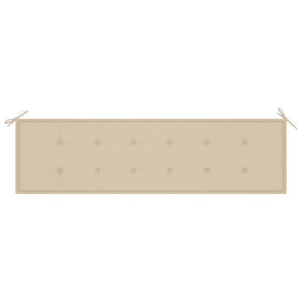 Gartenbank mit Beige Auflage 175 cm Massivholz Teak