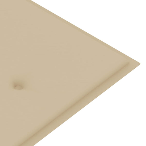 Gartenbank mit Beige Auflage 175 cm Massivholz Teak