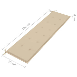 Gartenbank mit Beige Auflage 175 cm Massivholz Teak